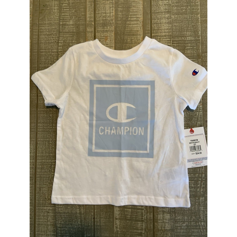 Champion Brand Kids Toddler Heritage T Shirt White Blue Size 3T‎ New NWT